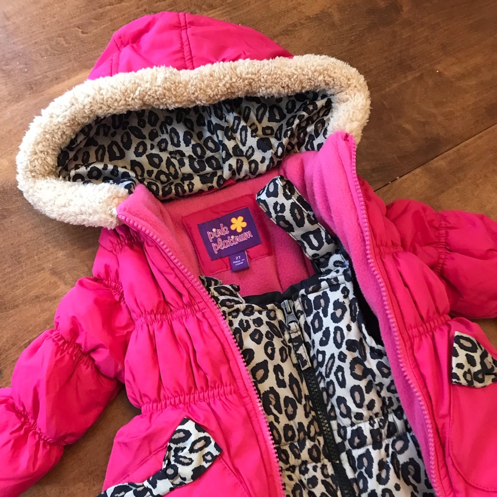 Pink/Leopard Print Winter Snowsuit Set